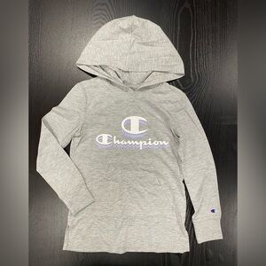 Champion girls long sleeved tee with hood. Size medium